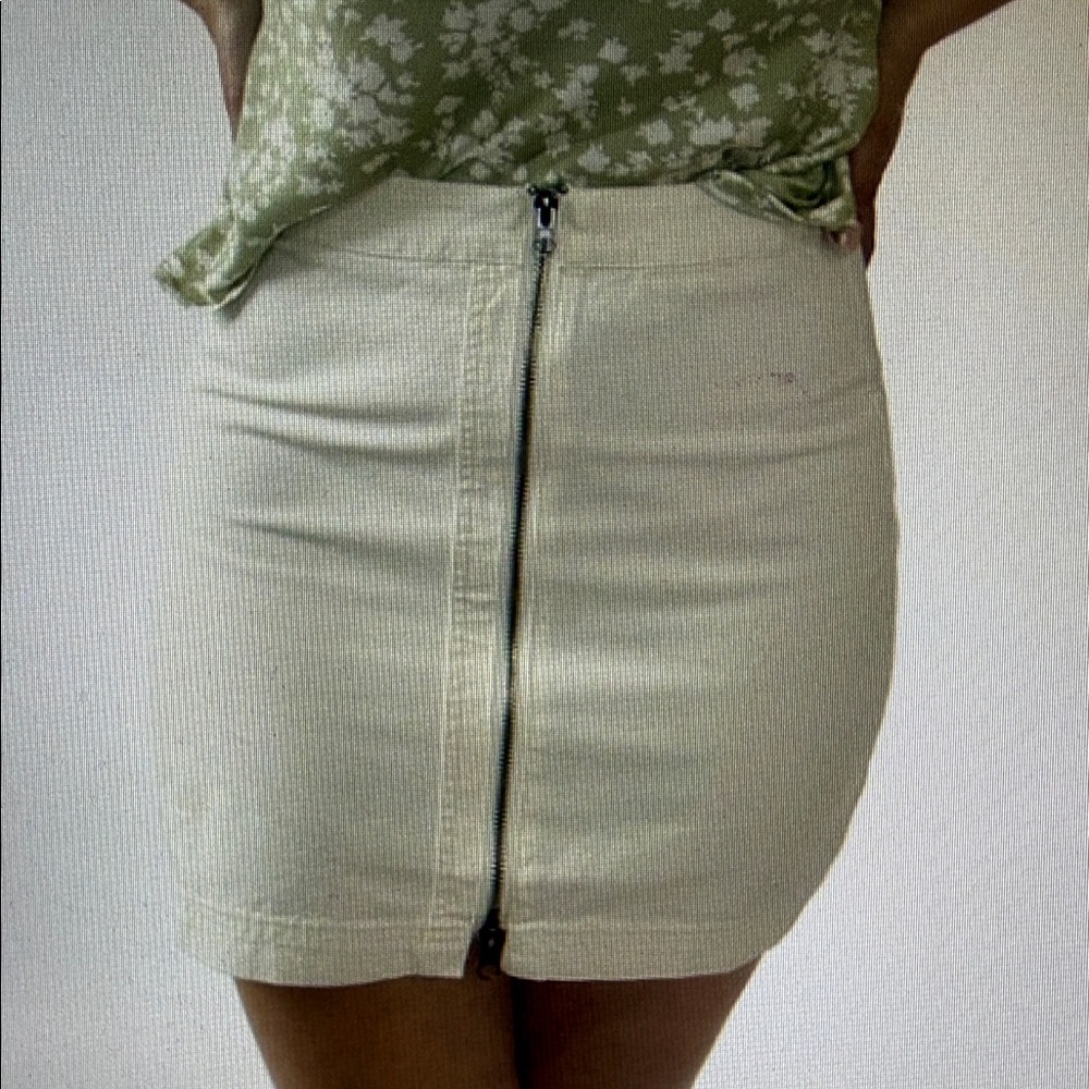 Free People Y2K Cream Baddie Mini Skirt w/Front Zipper Cotton Stretch Beach 4
